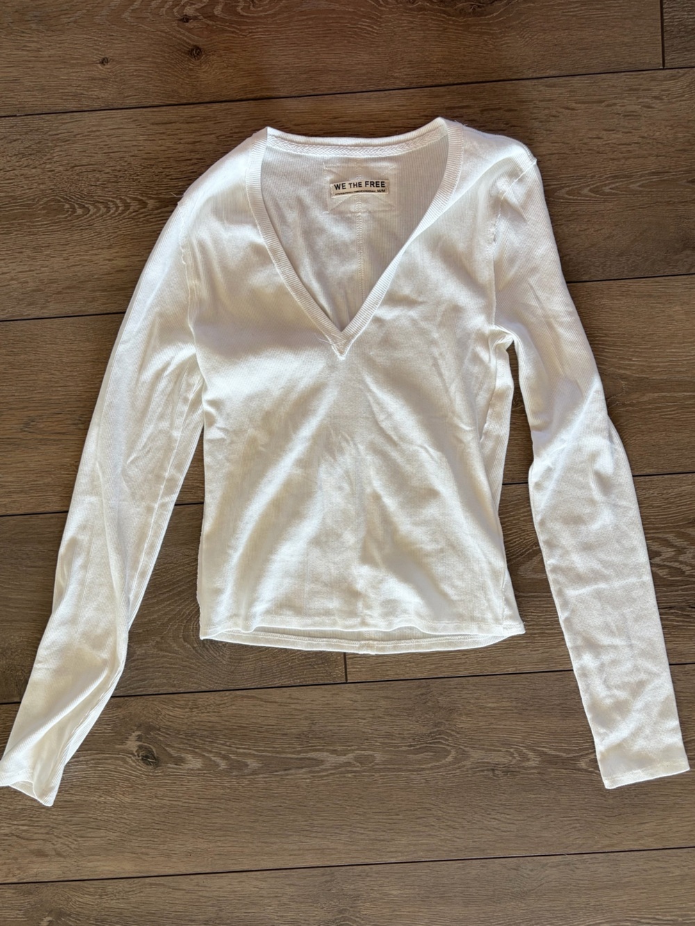 We The Free Women's White V-Neck Lightweight Sweater
